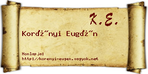 Korényi Eugén névjegykártya